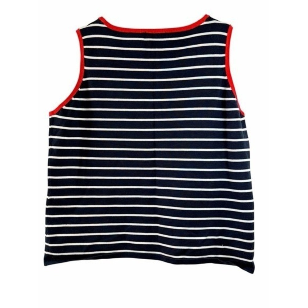 White Stag Tank Top Women XL Blue White Striped Red Stars Nautical Patriotic - Picture 2 of 6